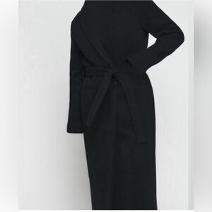 Reformation Downing Black Wool Blend Maxi Coat XL